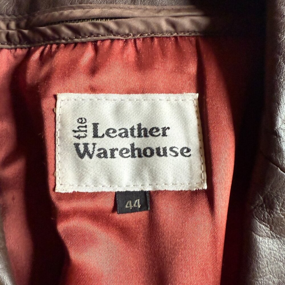 Vintage Brown Leather Trench Coat by The Leather Warehouse – Size 44 - Picture 7 of 10